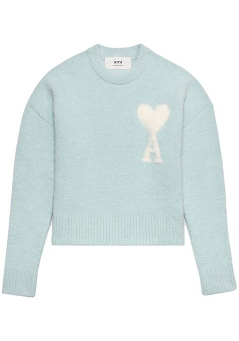 Maglione girocollo Ami de Cur in azzurro - AMI PARIS unisex